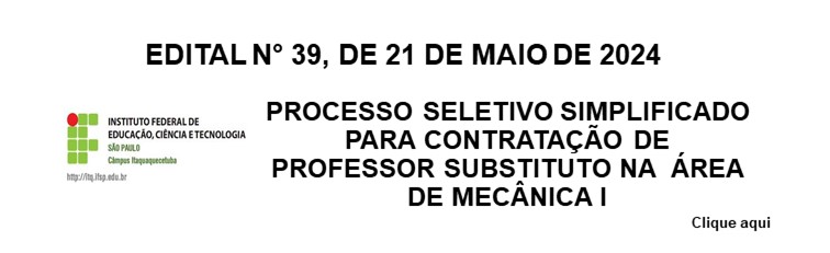 Processo Seletivo Simplificado - Professor Substituto - Mecânica I