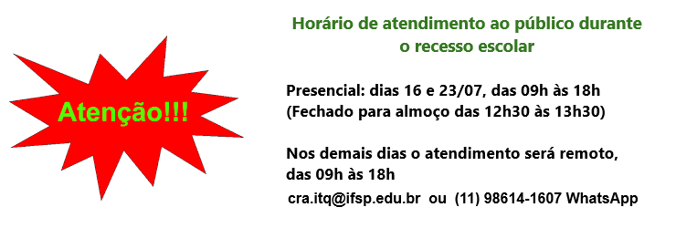 Atendimento ao público durante o recesso escolar